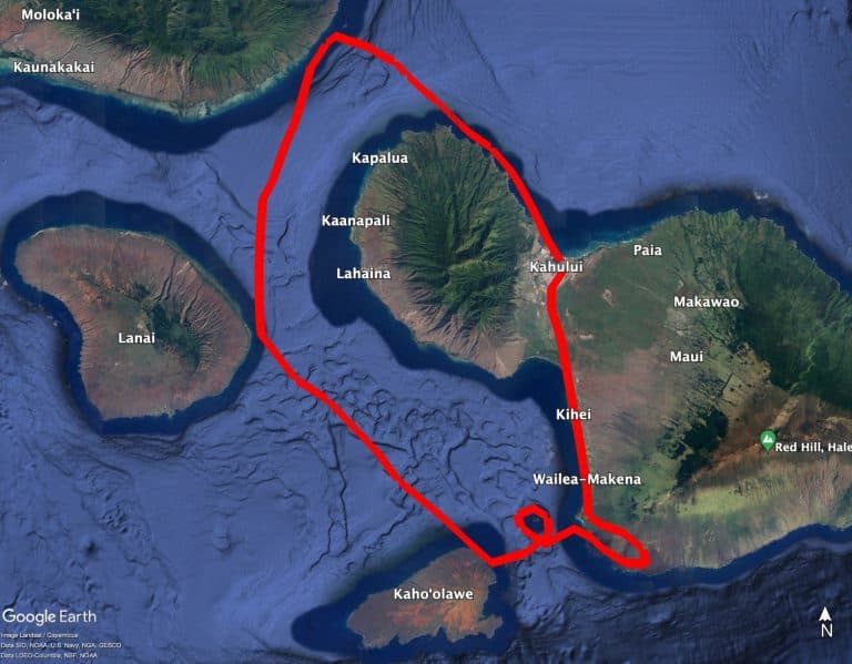 Maui 5 Island flight route map