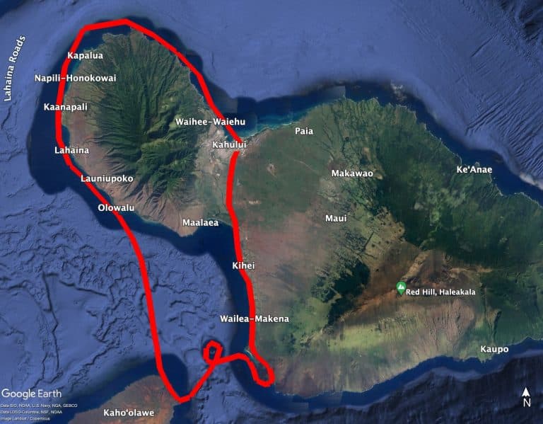 Maui 3 Island flight route map